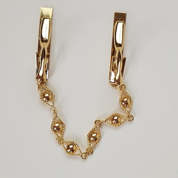 Rare Tie Clip Gold Vintage With Chain - Picture 4 of 8